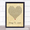 Beyonce Crazy In Love Vintage Heart Song Lyric Wall Art Print