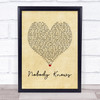 Tony Rich Nobody Knows Vintage Heart Song Lyric Wall Art Print