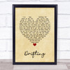 Trey Anastasio Drifting Vintage Heart Song Lyric Wall Art Print