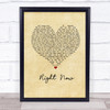 Van Halen Right Now Vintage Heart Song Lyric Wall Art Print