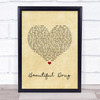 Zac Brown Band Beautiful Drug Vintage Heart Song Lyric Wall Art Print