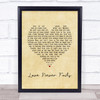 Brandon Heath Love Never Fails Vintage Heart Song Lyric Wall Art Print