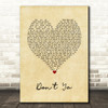 Brett Eldredge Don't Ya Vintage Heart Song Lyric Wall Art Print