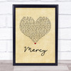 Brett Young Mercy Vintage Heart Song Lyric Wall Art Print