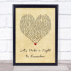 Bryan Adams Let's Make a Night to Remember Vintage Heart Song Lyric Wall Art Print