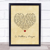 Celine Dion A Mother's Prayer Vintage Heart Song Lyric Wall Art Print
