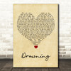 Chris Young Drowning Vintage Heart Song Lyric Wall Art Print