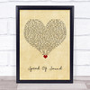 Coldplay Speed Of Sound Vintage Heart Song Lyric Wall Art Print