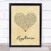 Def Leppard Hysteria Vintage Heart Song Lyric Wall Art Print