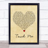 Dj Rui Da Silva Touch Me Vintage Heart Song Lyric Wall Art Print