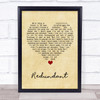 Green Day Redundant Vintage Heart Song Lyric Wall Art Print