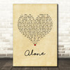 Heart Alone Vintage Heart Song Lyric Wall Art Print
