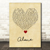 Heart Alone Vintage Heart Song Lyric Print