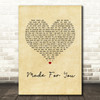 Jake Owen Made For You Vintage Heart Song Lyric Wall Art Print