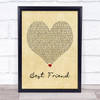 50 Cent Best Friend Vintage Heart Song Lyric Wall Art Print