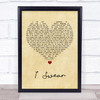John Michael Montgomery I Swear Vintage Heart Song Lyric Wall Art Print