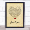 Johnny Cash Jackson Vintage Heart Song Lyric Wall Art Print