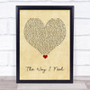 Keane The Way I Feel Vintage Heart Song Lyric Wall Art Print