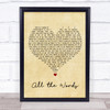 Kutless All the Words Vintage Heart Song Lyric Wall Art Print