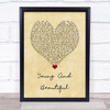Lana Del Rey Young And Beautiful Vintage Heart Song Lyric Wall Art Print