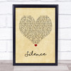 Marshmello ft Khalid Silence Vintage Heart Song Lyric Wall Art Print