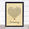 Matt Cardle Amazing Vintage Heart Song Lyric Wall Art Print