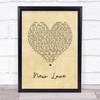 Michael Bolton New Love Vintage Heart Song Lyric Wall Art Print
