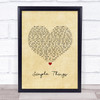 Miguel Simple Things Vintage Heart Song Lyric Wall Art Print