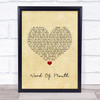 Mike + The Mechanics Word Of Mouth Vintage Heart Song Lyric Wall Art Print