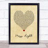 Ne-Yo Miss Right Vintage Heart Song Lyric Wall Art Print