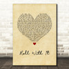 Oasis Roll With It Vintage Heart Song Lyric Wall Art Print