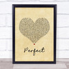 One Direction Perfect Vintage Heart Song Lyric Wall Art Print
