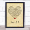 One Direction You & I Vintage Heart Song Lyric Wall Art Print