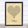 Rehab 1980 Vintage Heart Song Lyric Wall Art Print