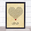 Rex Orange County UNO Vintage Heart Song Lyric Wall Art Print