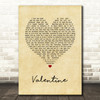 5 Seconds Of Summer Valentine Vintage Heart Song Lyric Quote Music Print
