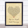 Charlie Pride Kiss an Angel Good Morning Vintage Heart Song Lyric Quote Music Print