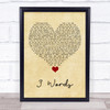 Cheryl Cole 3 Words Vintage Heart Song Lyric Quote Music Print