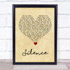 Delerium Silence Vintage Heart Song Lyric Quote Music Print