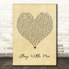 DJ Ironik Stay With Me Vintage Heart Song Lyric Quote Music Print