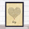 Incubus Dig Vintage Heart Song Lyric Quote Music Print