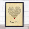 Jason Walker Kiss Me Vintage Heart Song Lyric Quote Music Print