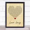 Lana Del Rey Love Song Vintage Heart Song Lyric Quote Music Print