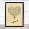 Lighthouse Family Lifted Vintage Heart Song Lyric Quote Music Print