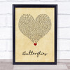Lucy Spraggan Butterflies Vintage Heart Song Lyric Quote Music Print