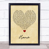 Michael Buble Home Vintage Heart Song Lyric Quote Music Print