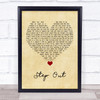 Oasis Step Out Vintage Heart Song Lyric Quote Music Print