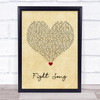 Rachel Platten Fight Song Vintage Heart Song Lyric Quote Music Print