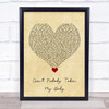 Russ Ain't Nobody Takin My Baby Vintage Heart Song Lyric Quote Music Print