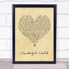 Sam Cooke Wonderful World Vintage Heart Song Lyric Quote Music Print